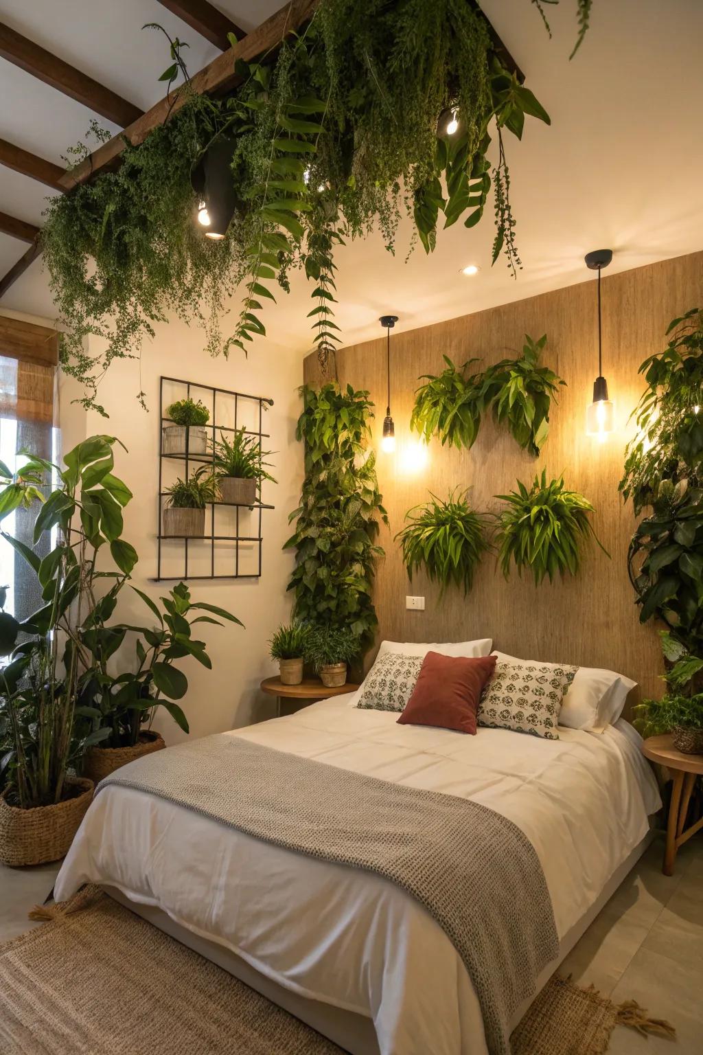 Plants infuse your bedroom with natural vibrancy and refreshment.