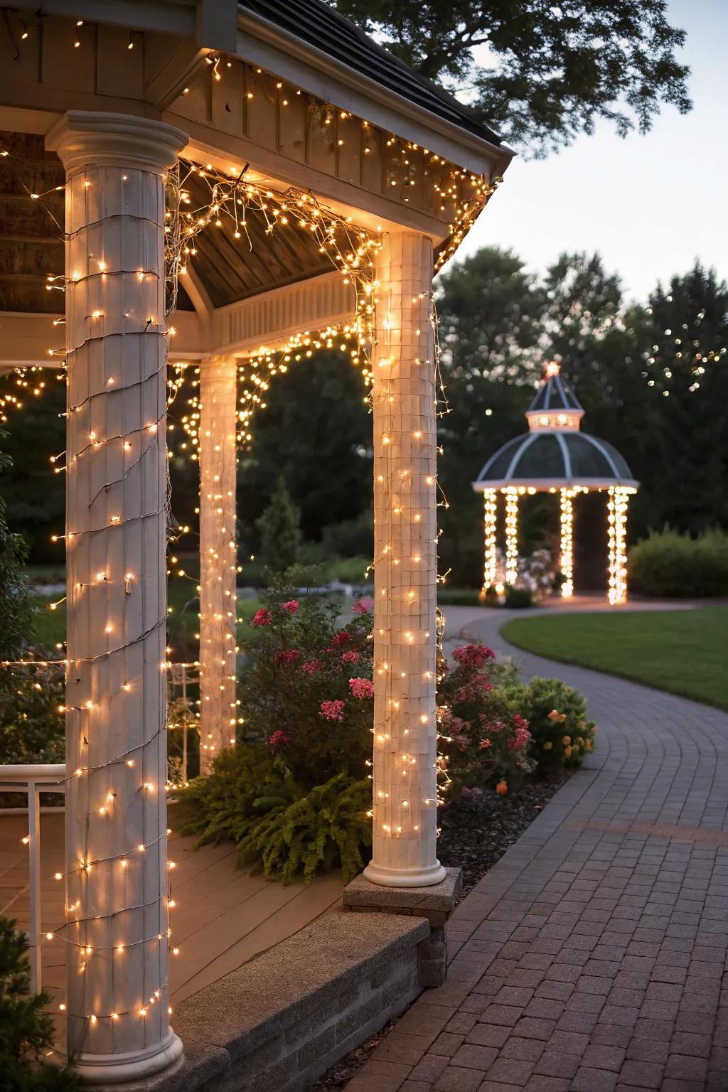 Fairy lights fashion a captivating and enchanted atmosphere.