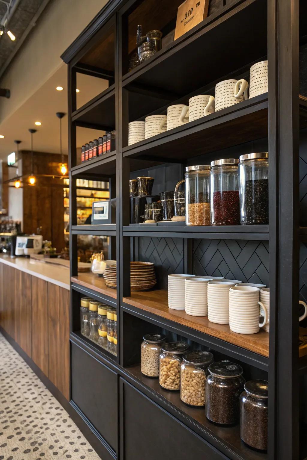 Transparent design shelving for a useful and stylish coffee bar