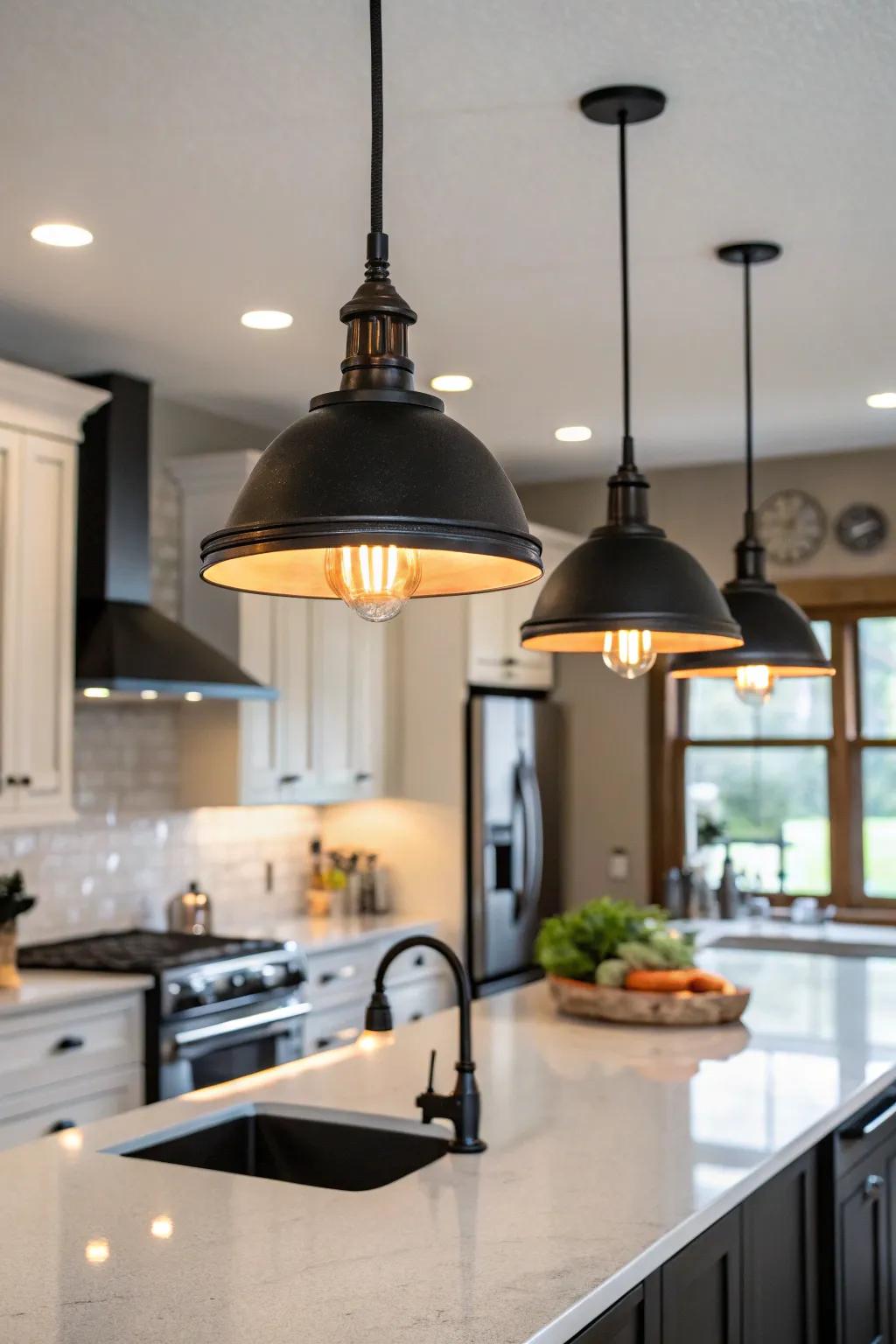 Illuminate your cooking area's central island with strategic dark illumination.