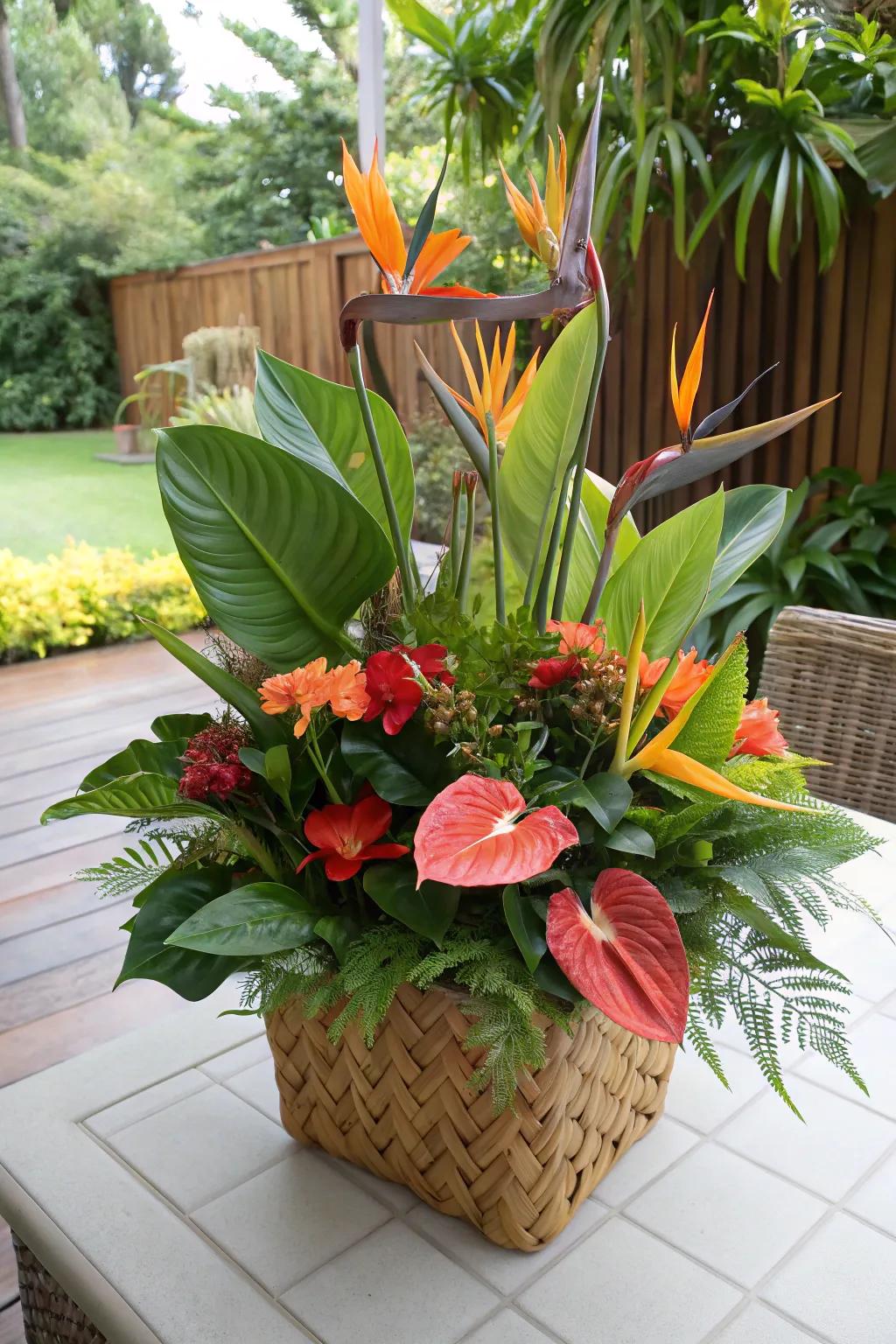 Tropical bouquets provide an explosion of color and vitality.