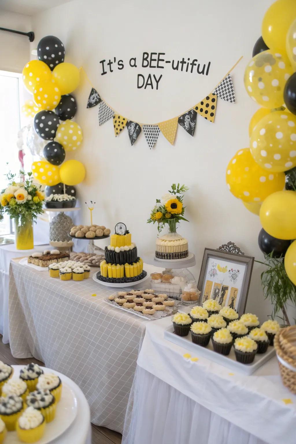 Bee-themed baby shower buzzing with delightful decor and tasty treats