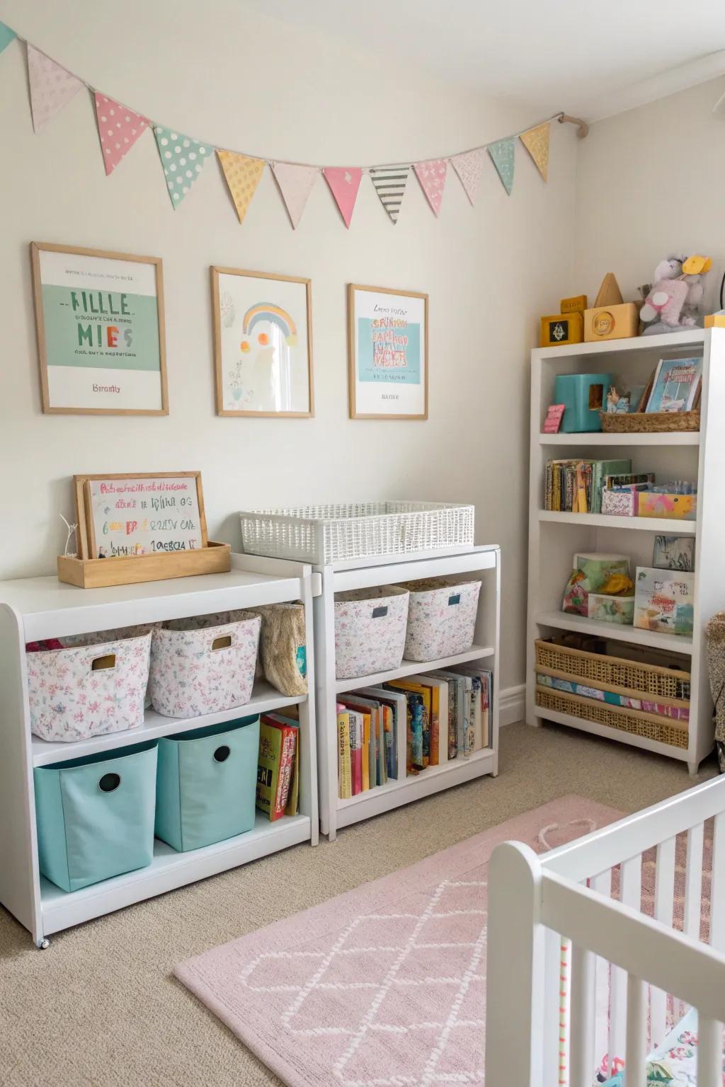 Efficient storage options result in an uncluttered shared space.