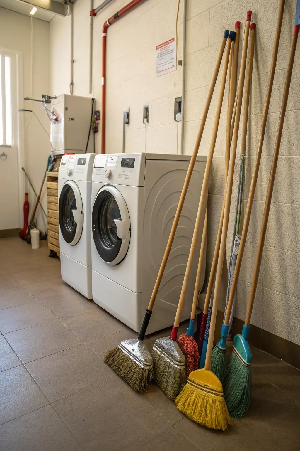 Smoothly integrate broom storage within your laundry area.