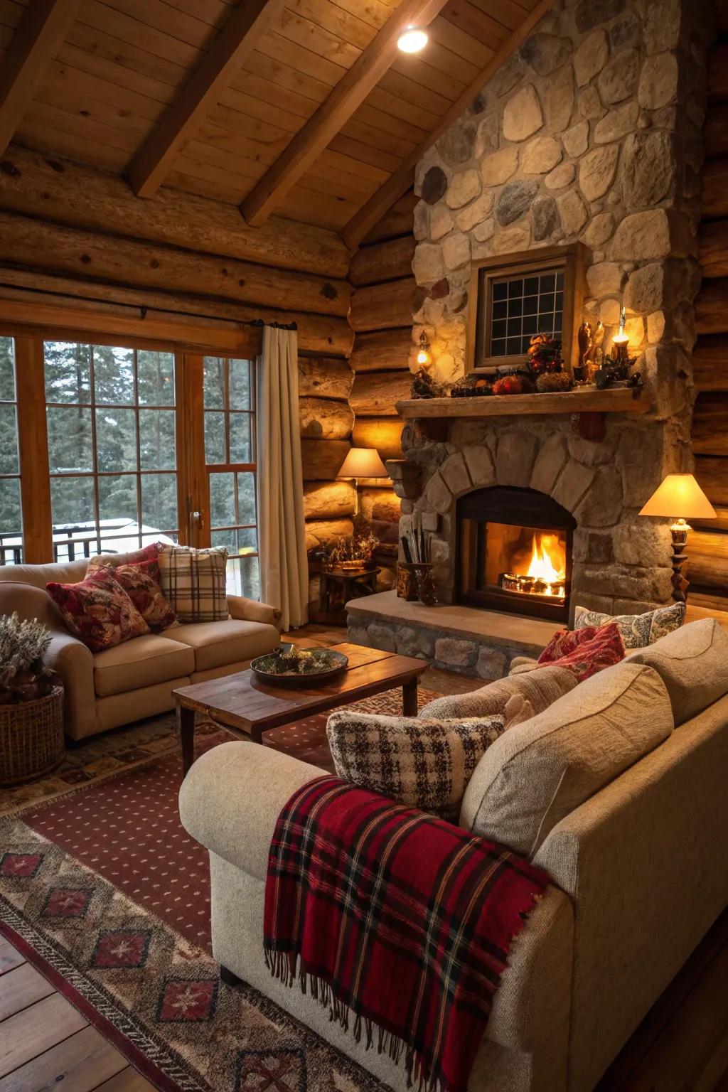 Luxurious decor fosters an inviting and calming cabin ambiance.