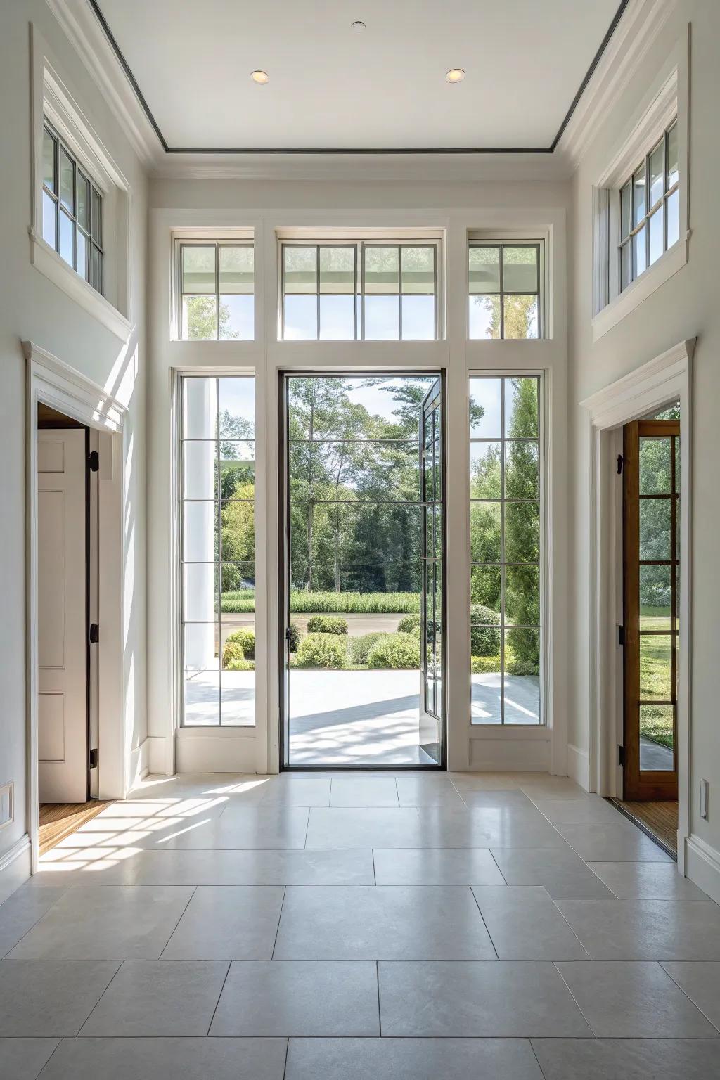 Understated slim jambs fashion a polished and expansive impression.