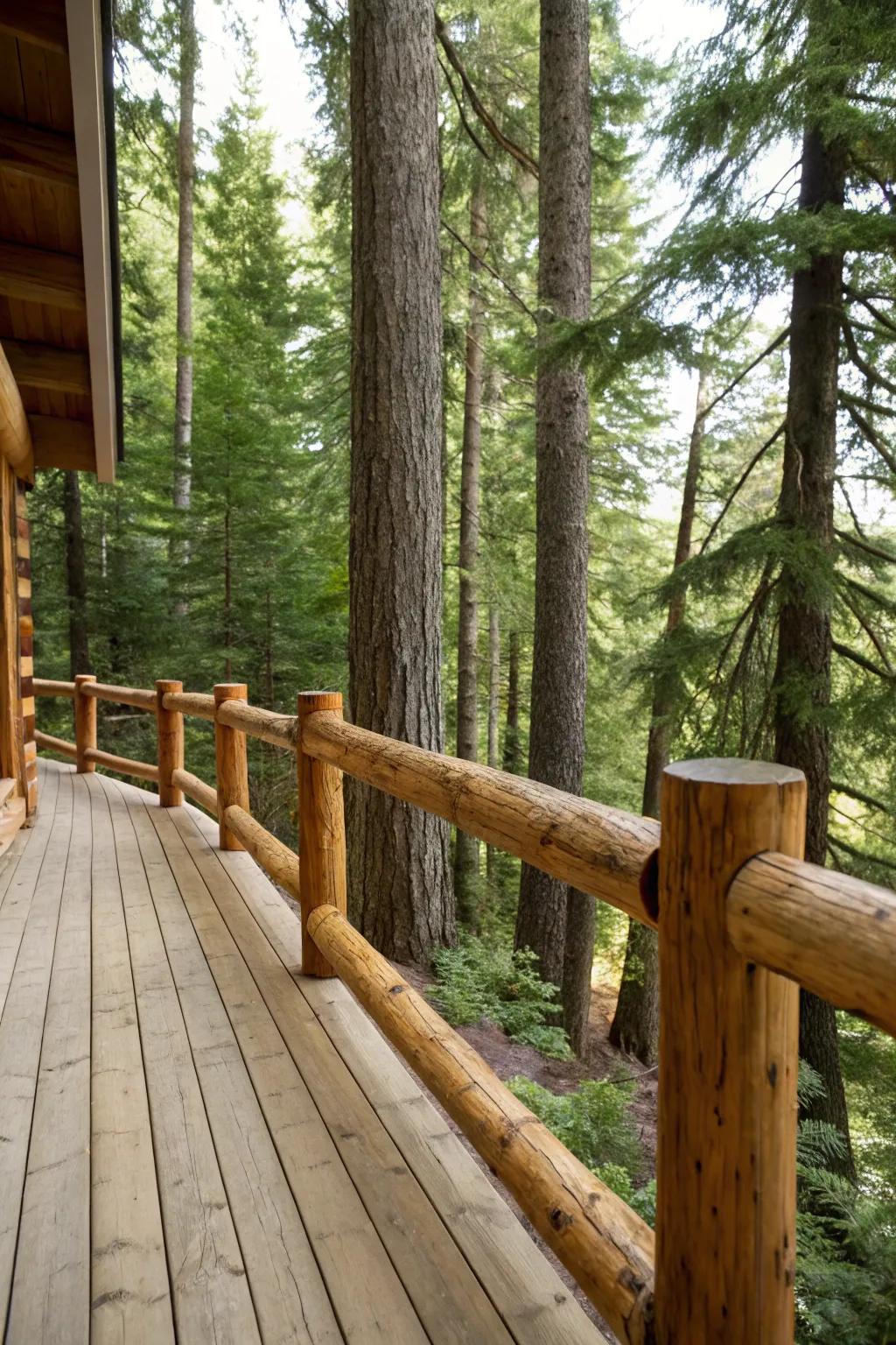 Embrace nature using country wood railings.