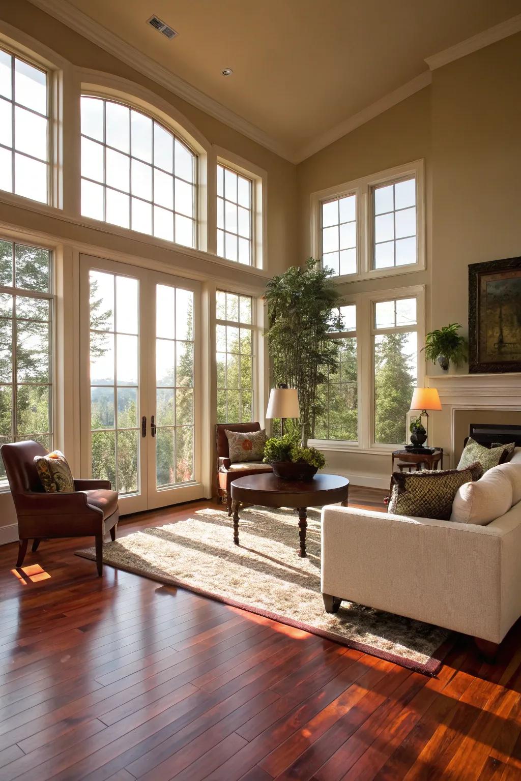 Sunlight enhances the appeal of floors made of red oak.