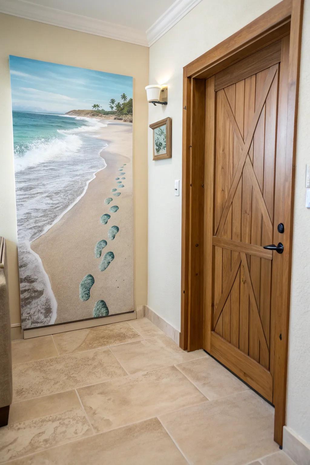 Footprints in water artistry offers a comforting entrance to your home.
