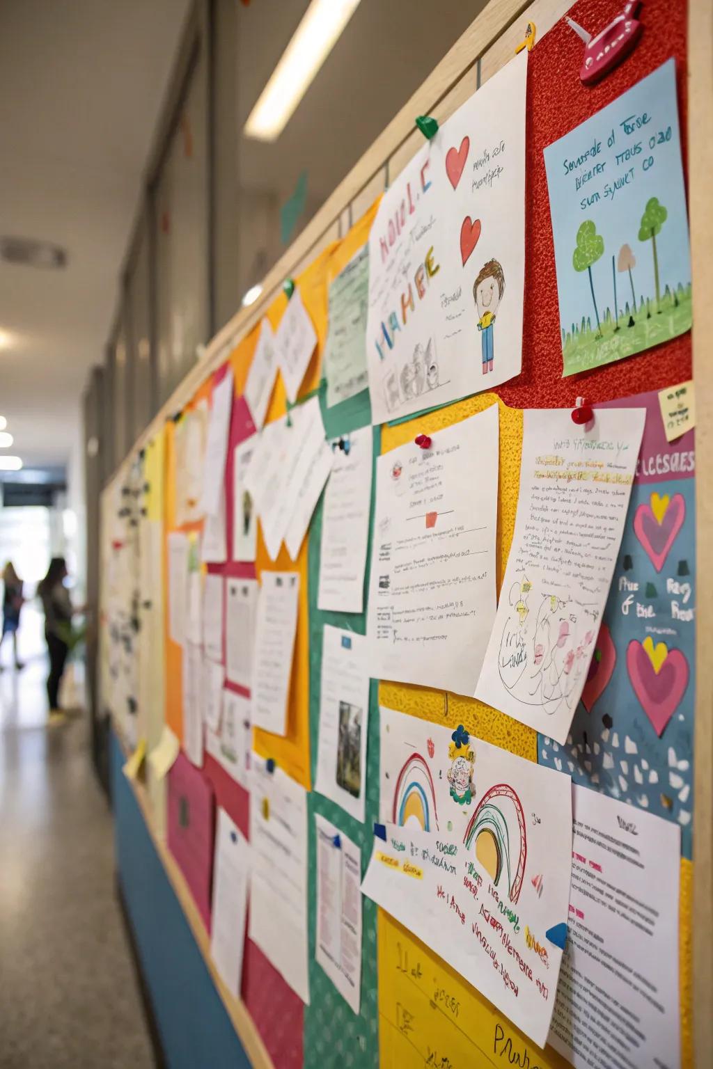 An announcement board inspired by the community, featuring personal contributions.