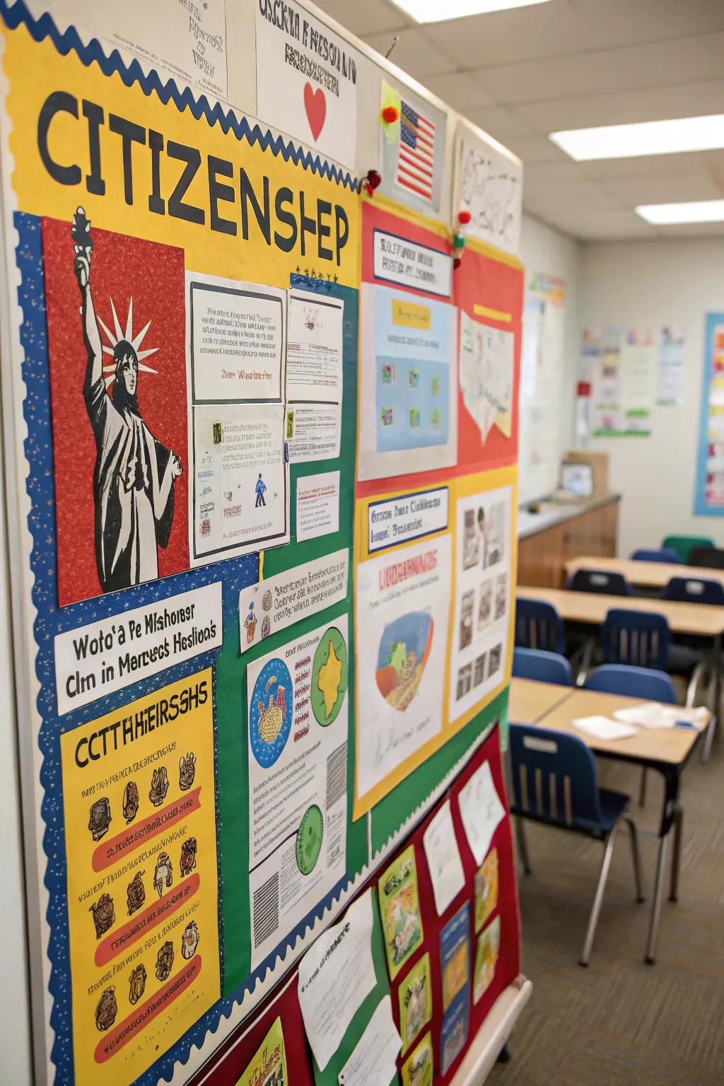 Bright visuals and graphics make the notice board stand out.