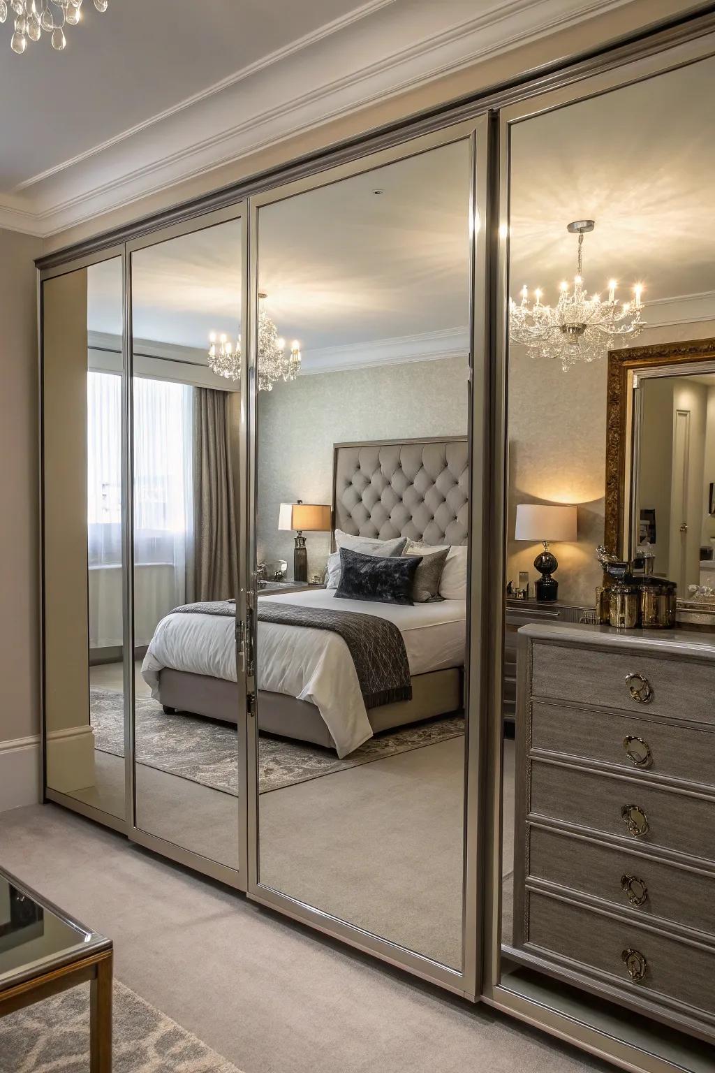 Mirrored facades imbue doors with both style and utility.