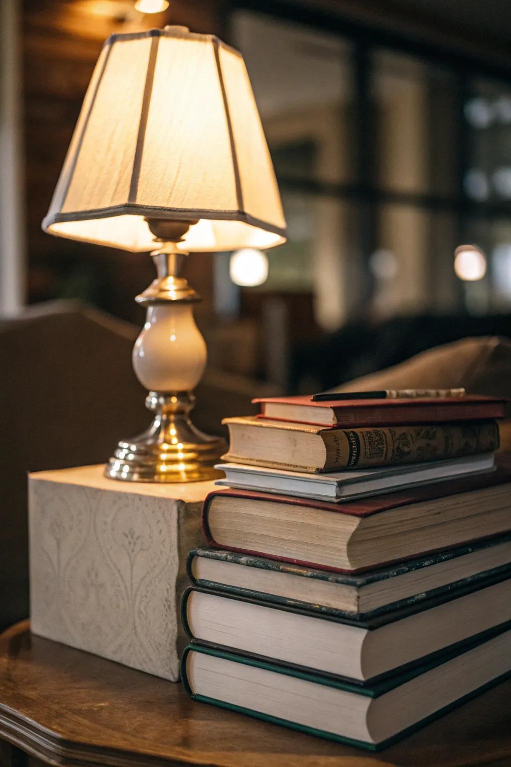 Employ lighting to accentuate your book arrangements.