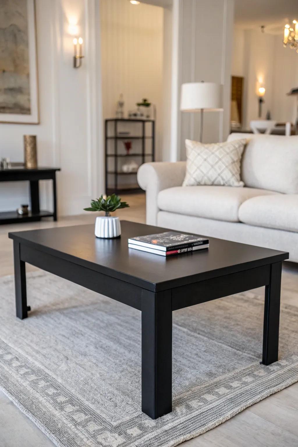Black tables contribute sleek sophistication to modern spaces.