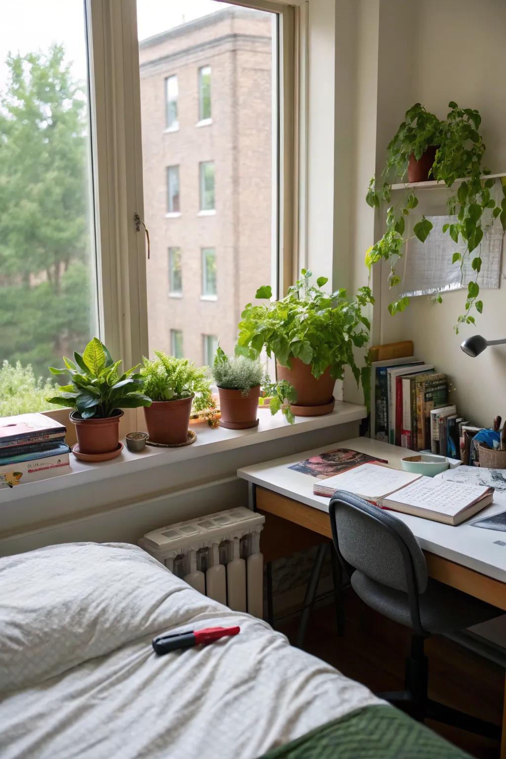 Invigorate your dorm with the addition of natural greenery.