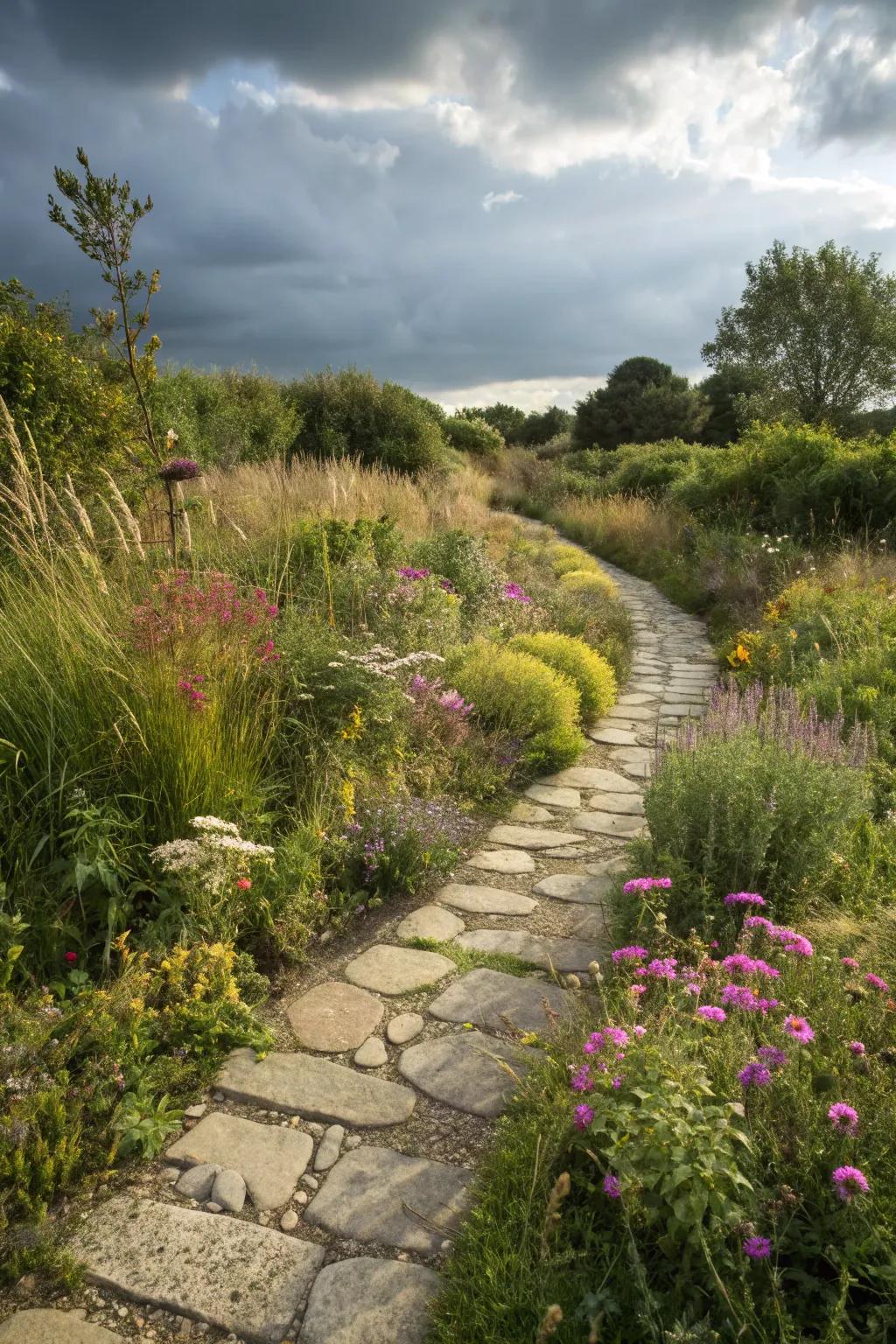 Flagstone trails craft an effortless voyage throughout your garden.