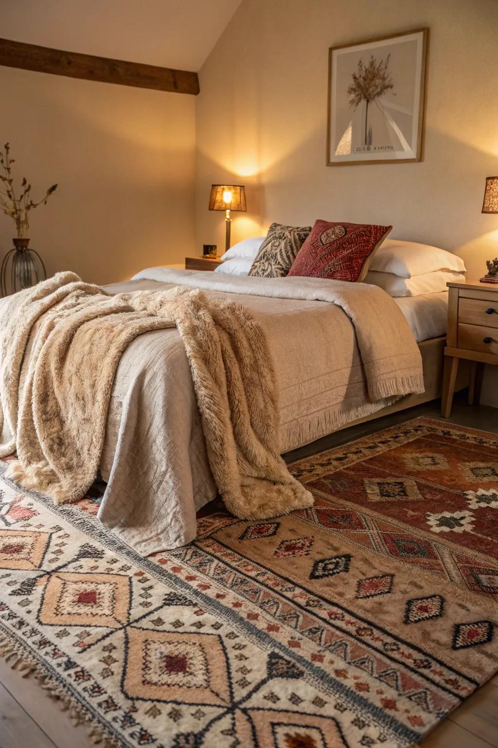 Textural fabrics bring warmth and style to this bedroom.