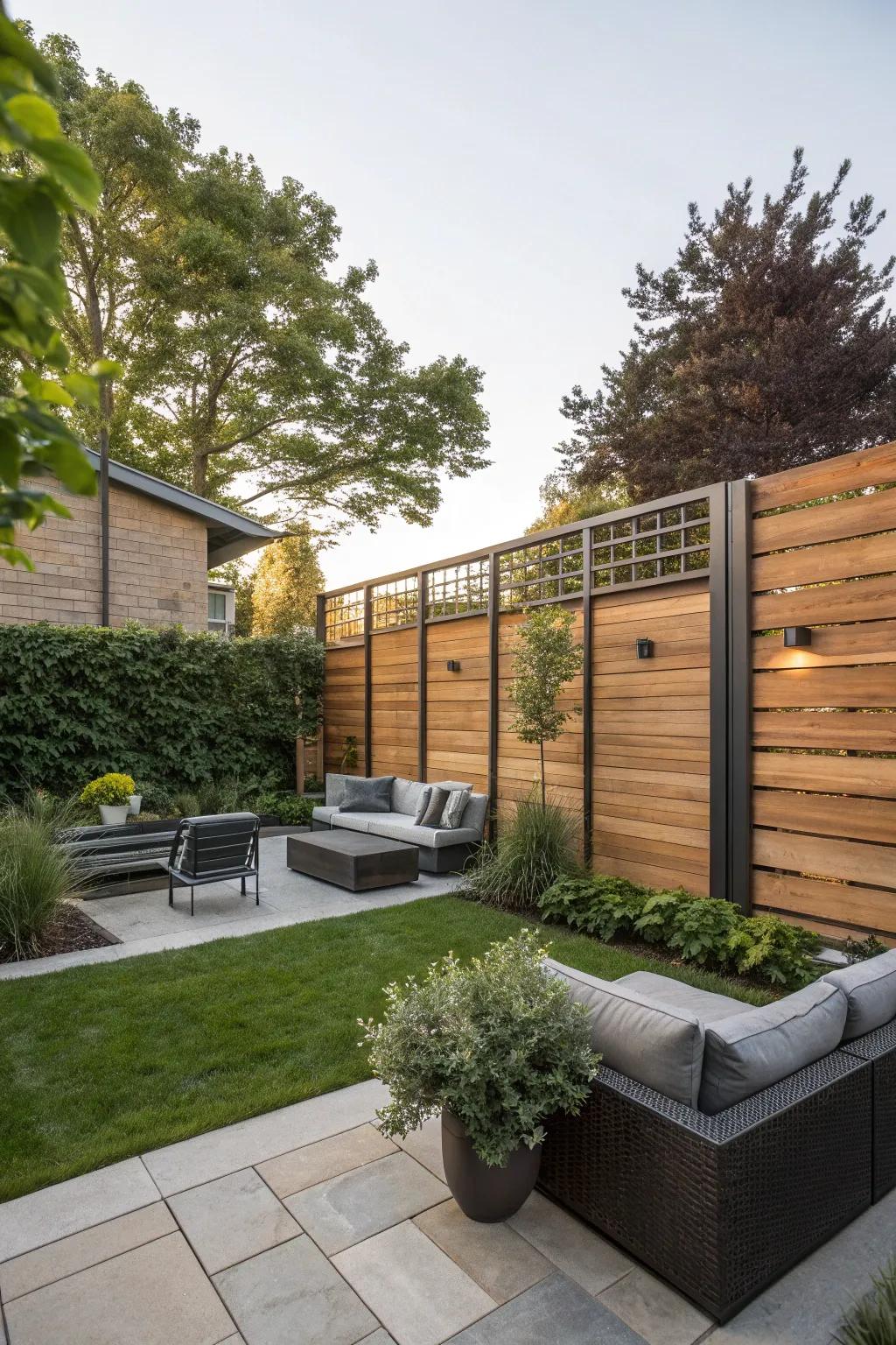 Wood and metal accents introduce a modern flair.