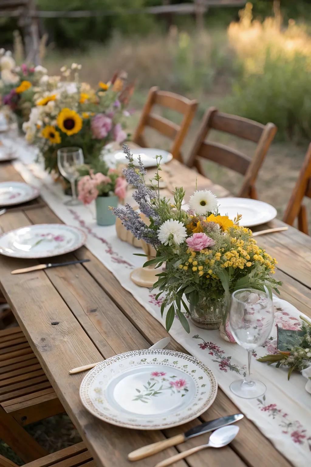 Distinct and attractive table settings suited for a countryside nuptial.