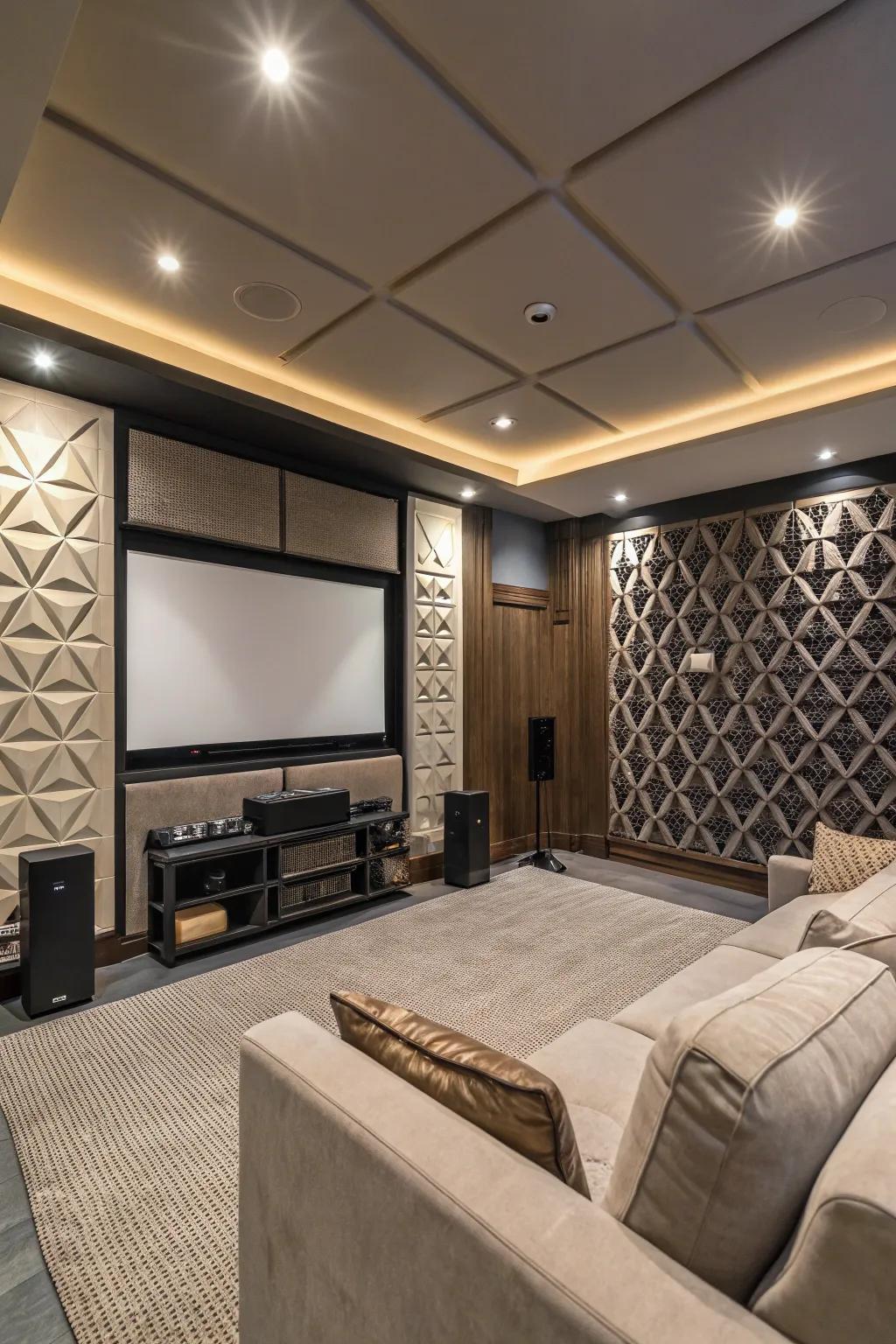 Chic acoustic panels boost sound quality and aesthetics.