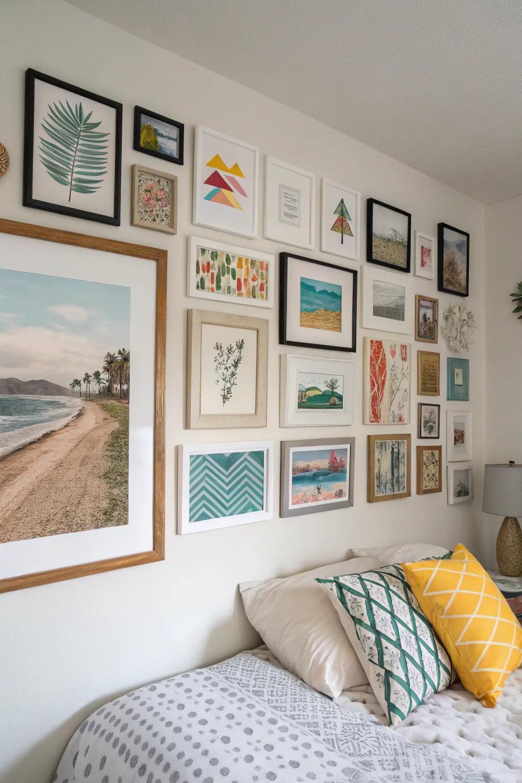 Gallery wall showcasing personalized art.