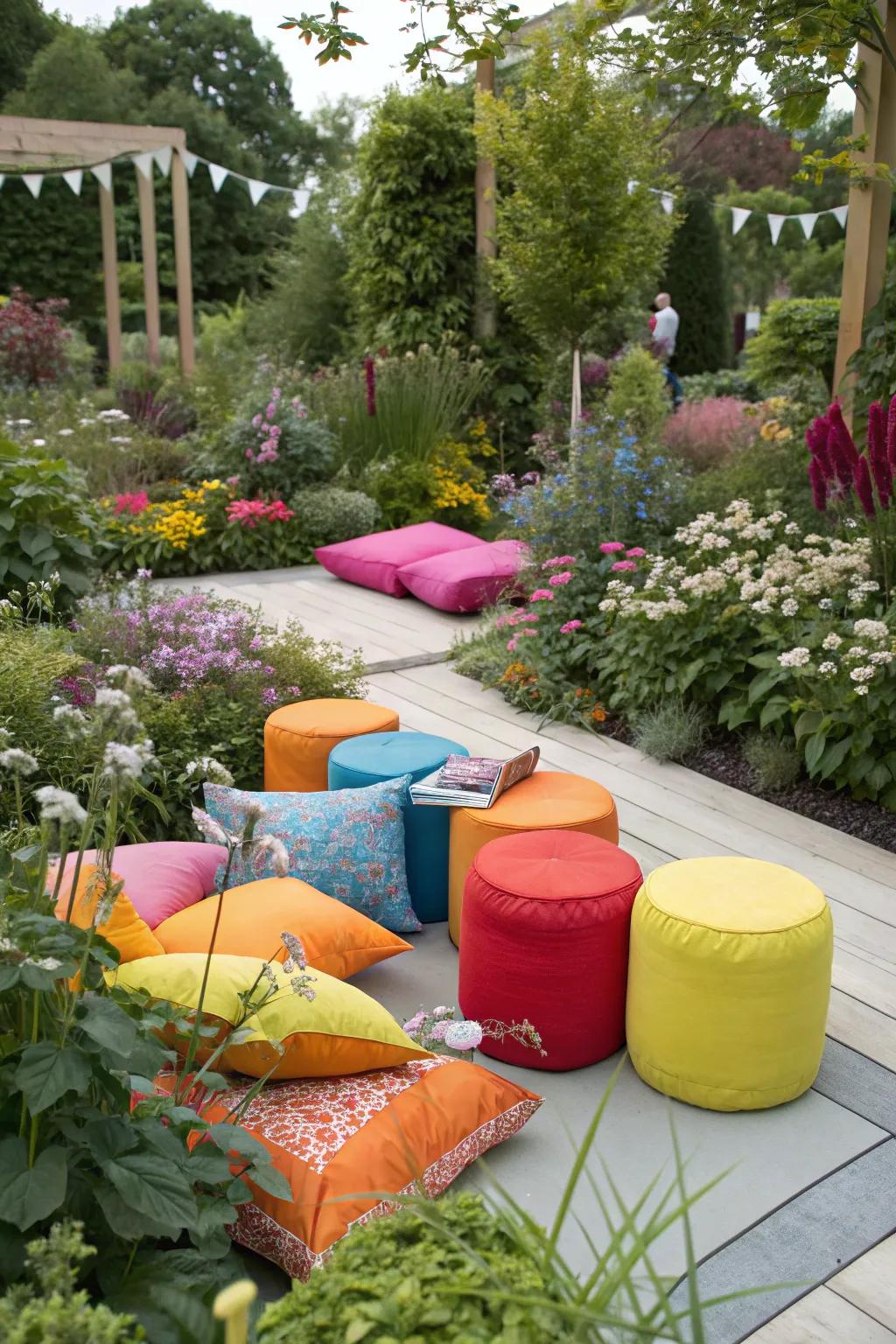 Bright details can put energy into your garden area.