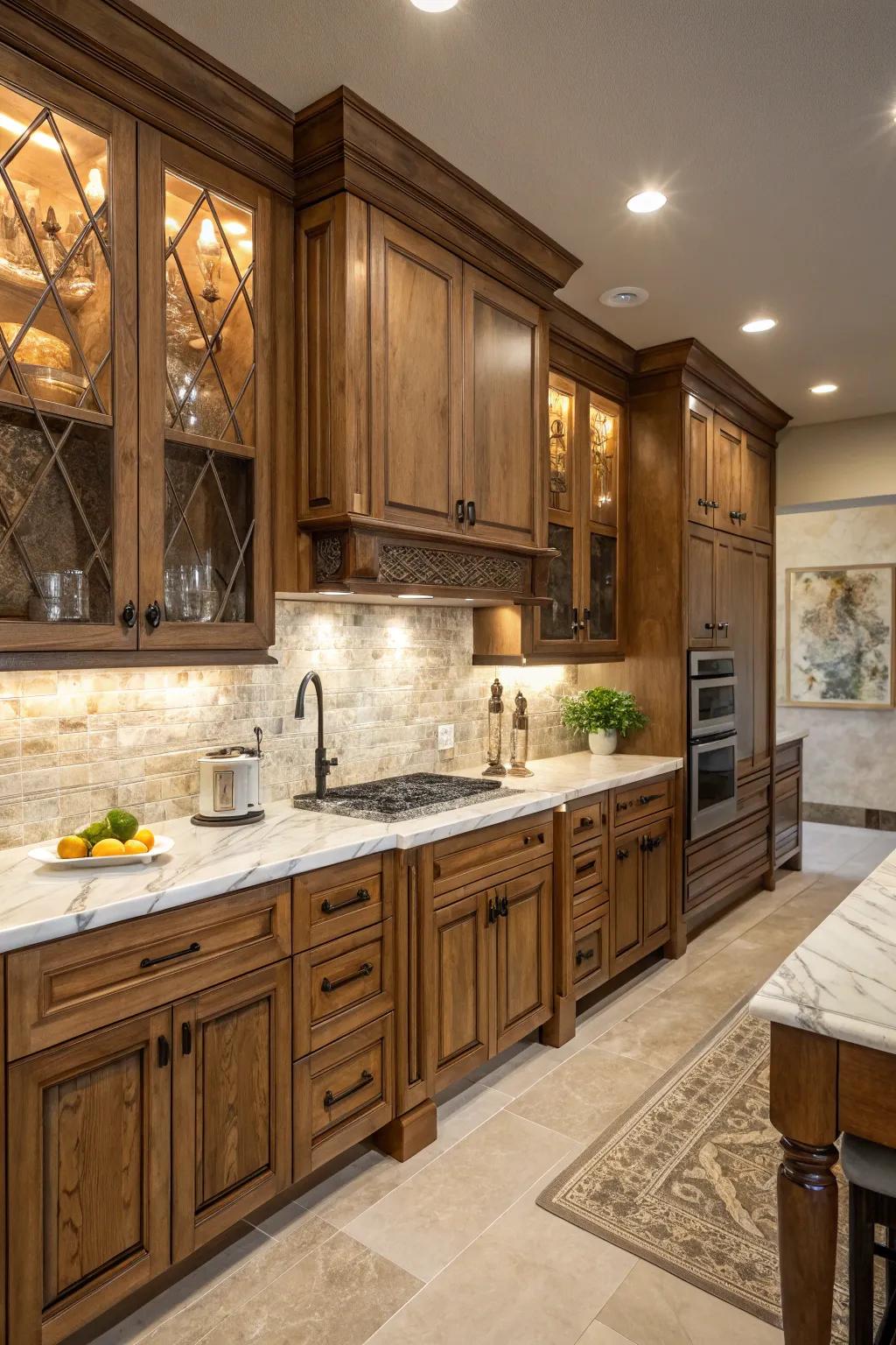 A blend of materials adds depth and texture to the kitchen.