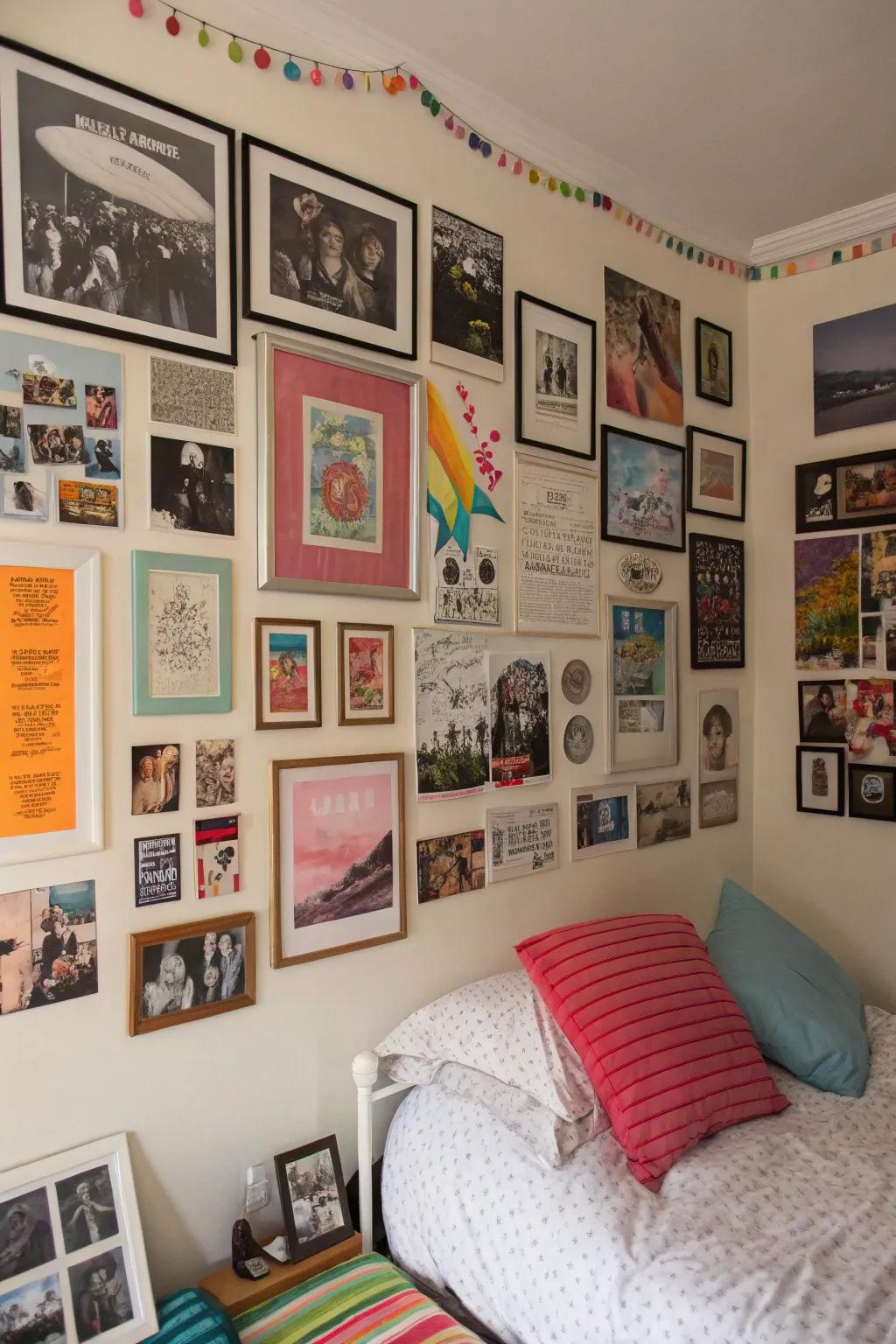 A personalized teen room with decorative wall elements.