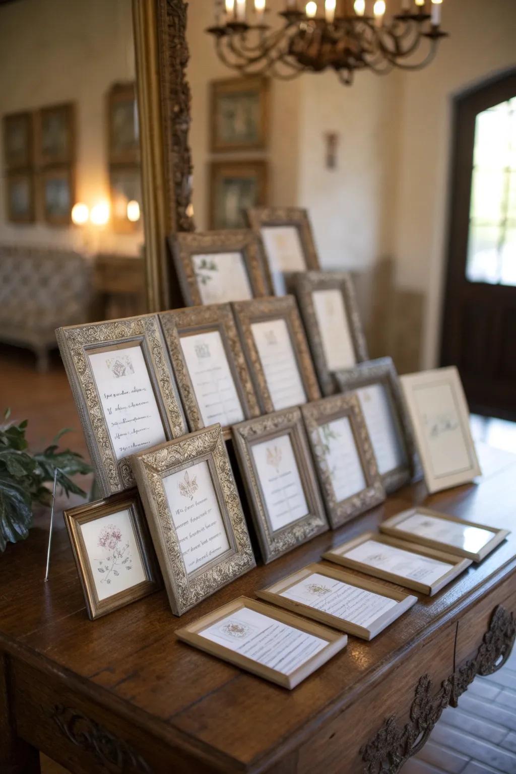 A distinctive guest placement display offering vintage charm.
