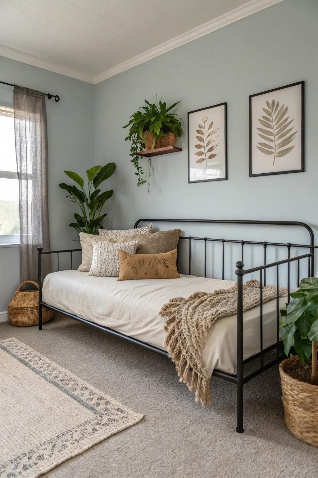 Keep it simple with a minimalist metal-frame daybed.