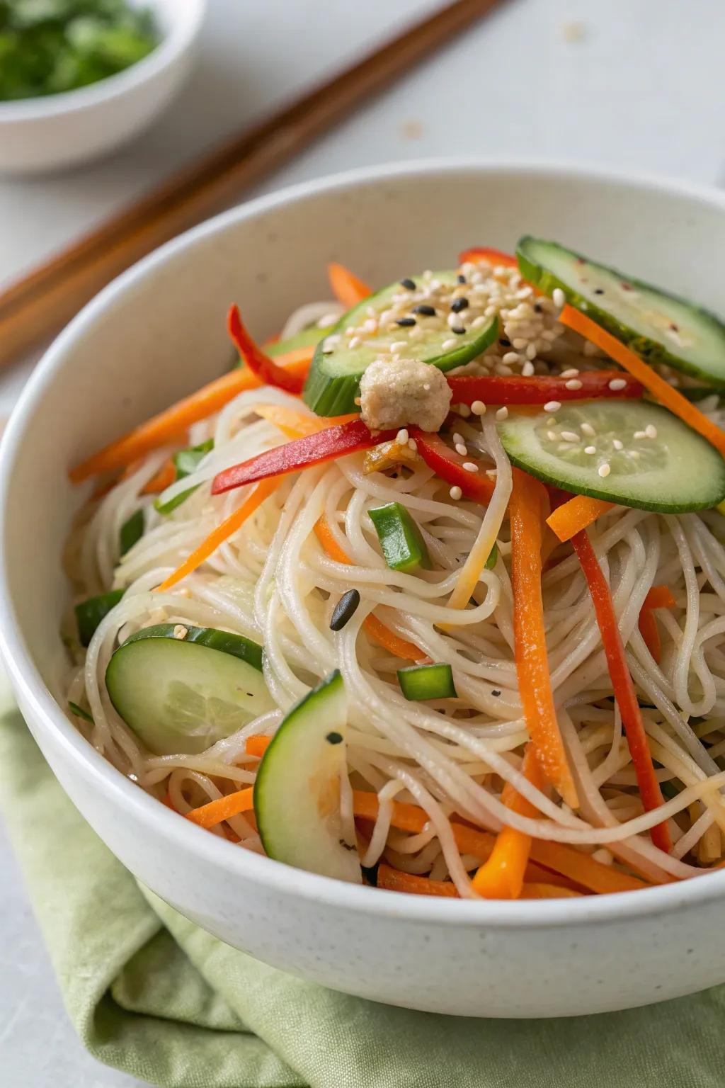A vibrant cold string salad that brings a touch of Asia to your summer dining.