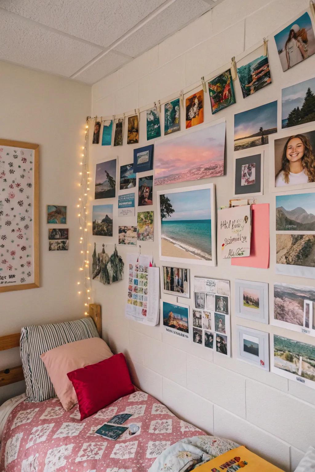 A display of memories adds a personal element of comfort.