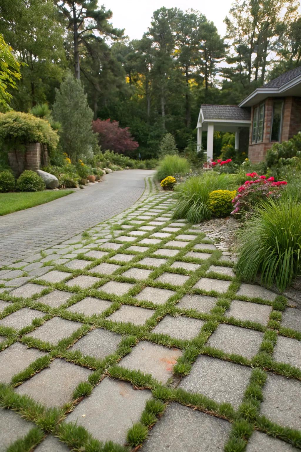 Permeable pavers provide eco-friendly benefits with a natural aesthetic.