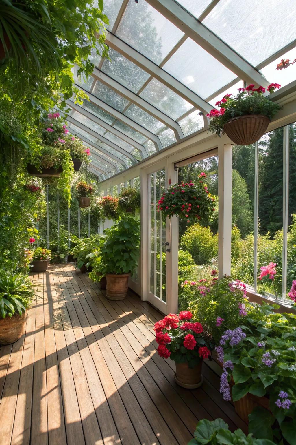 A botanical sanctuary inside an enclosed deck.