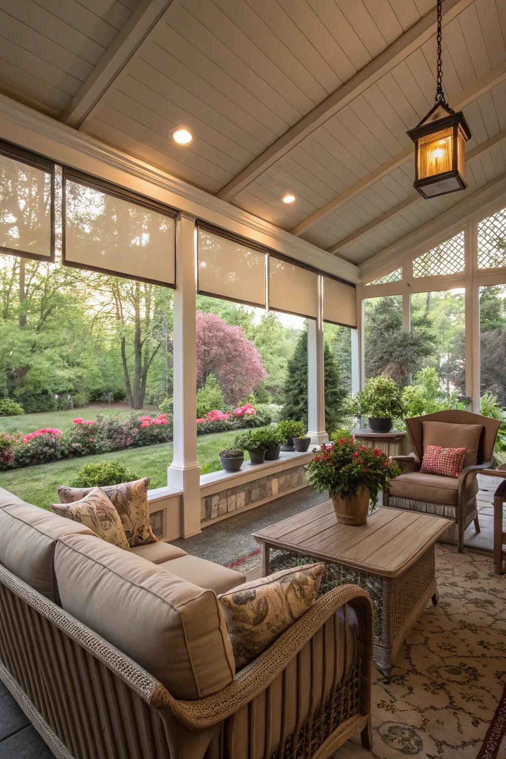 Appreciate your porch every season with adjustable screens.