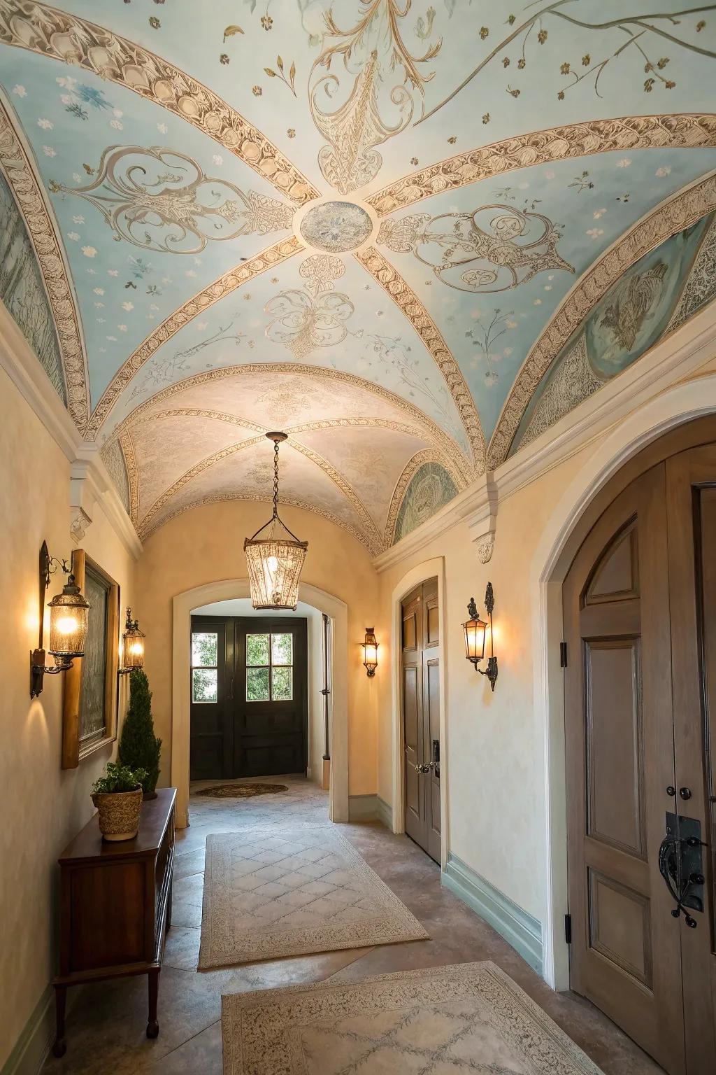 A painted ceiling can be a delightful surprise in your entryway.