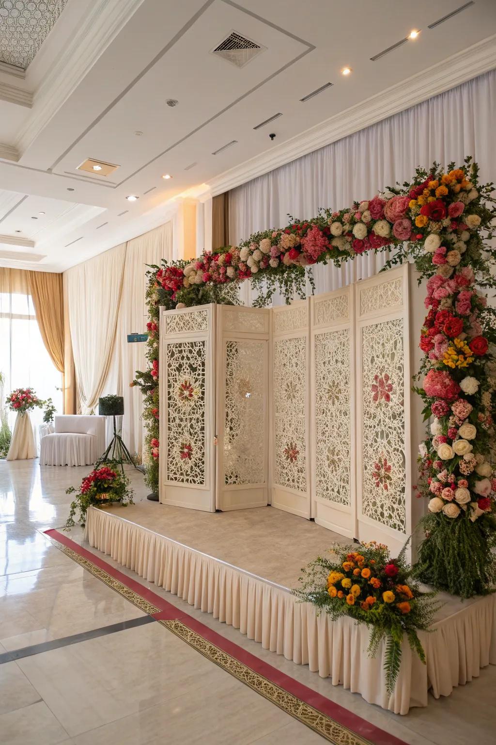 Inventive stage backdrops serve as impressive focal points.
