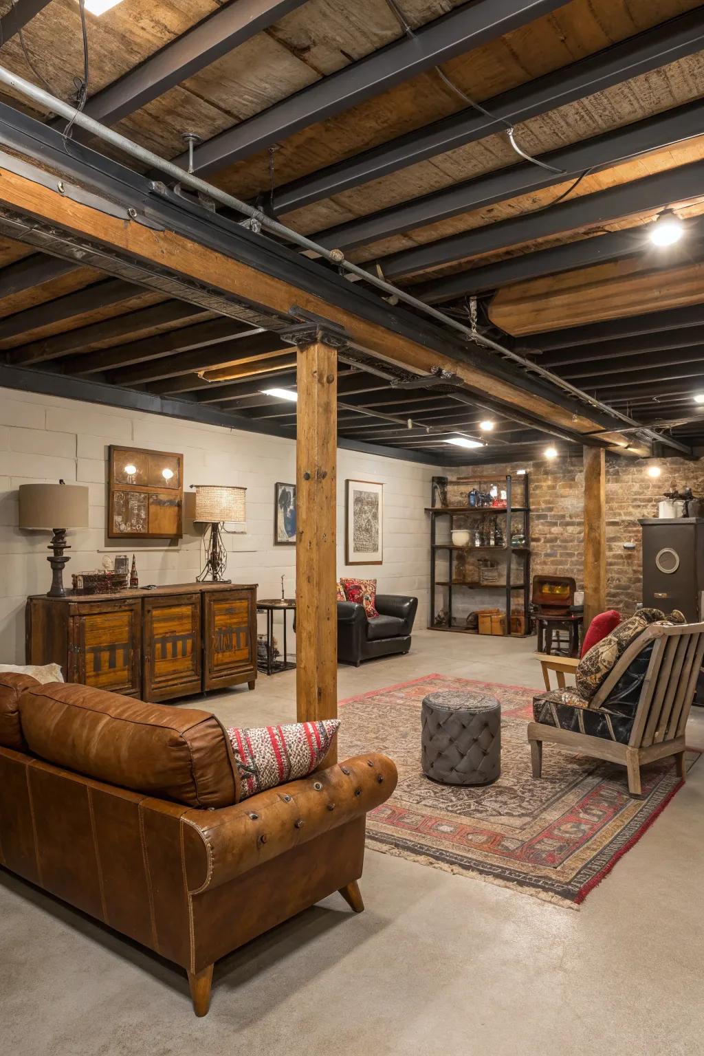 A diverse overhead featuring a blend of timber and metal.
