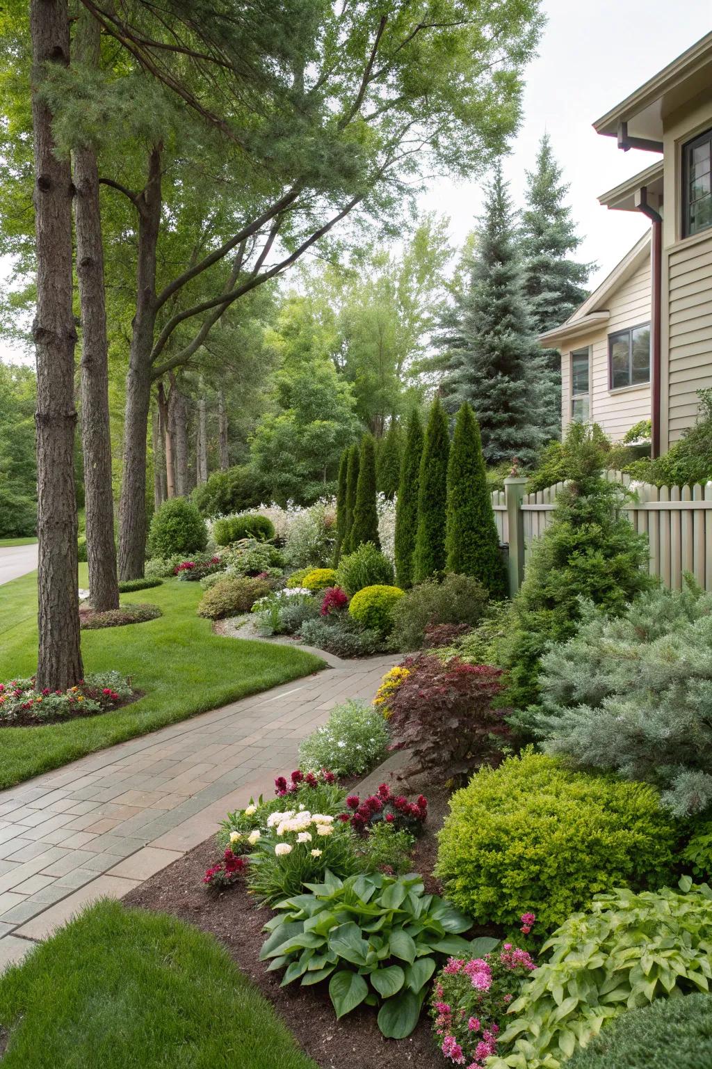 Incorporate depth through staggered vegetation within your landscape design.