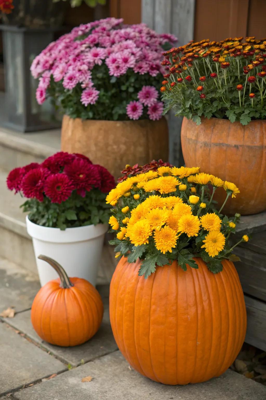 Festive pumpkin pot planters