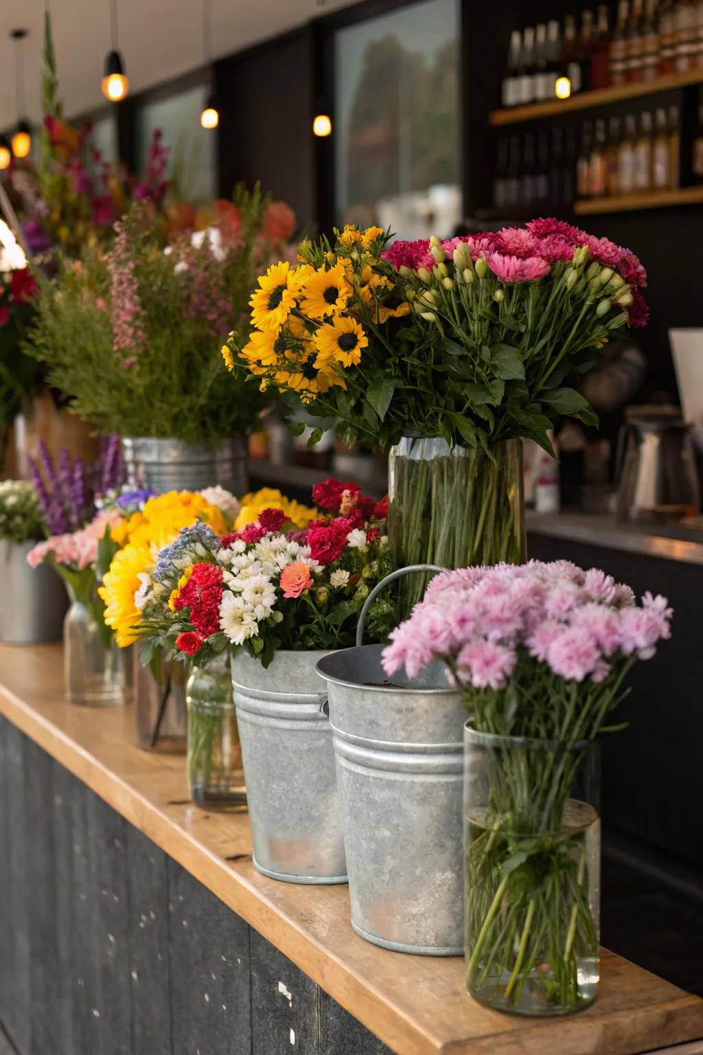Diverse containers enrich depth and visual richness.