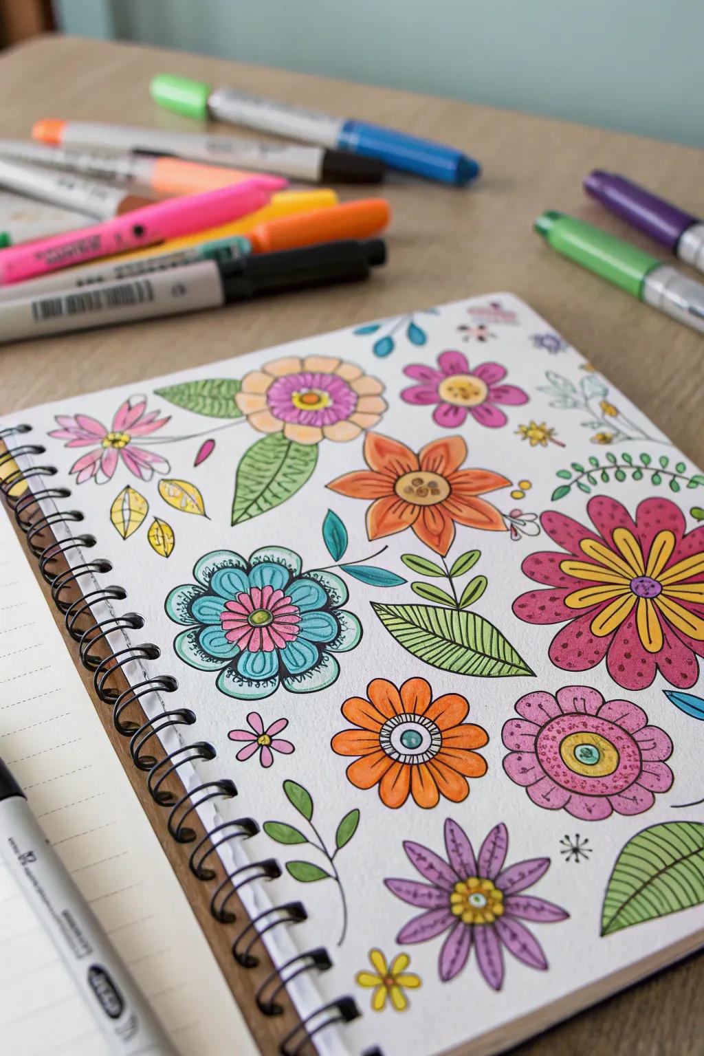 Bright blooms add energy and life to your sketches.