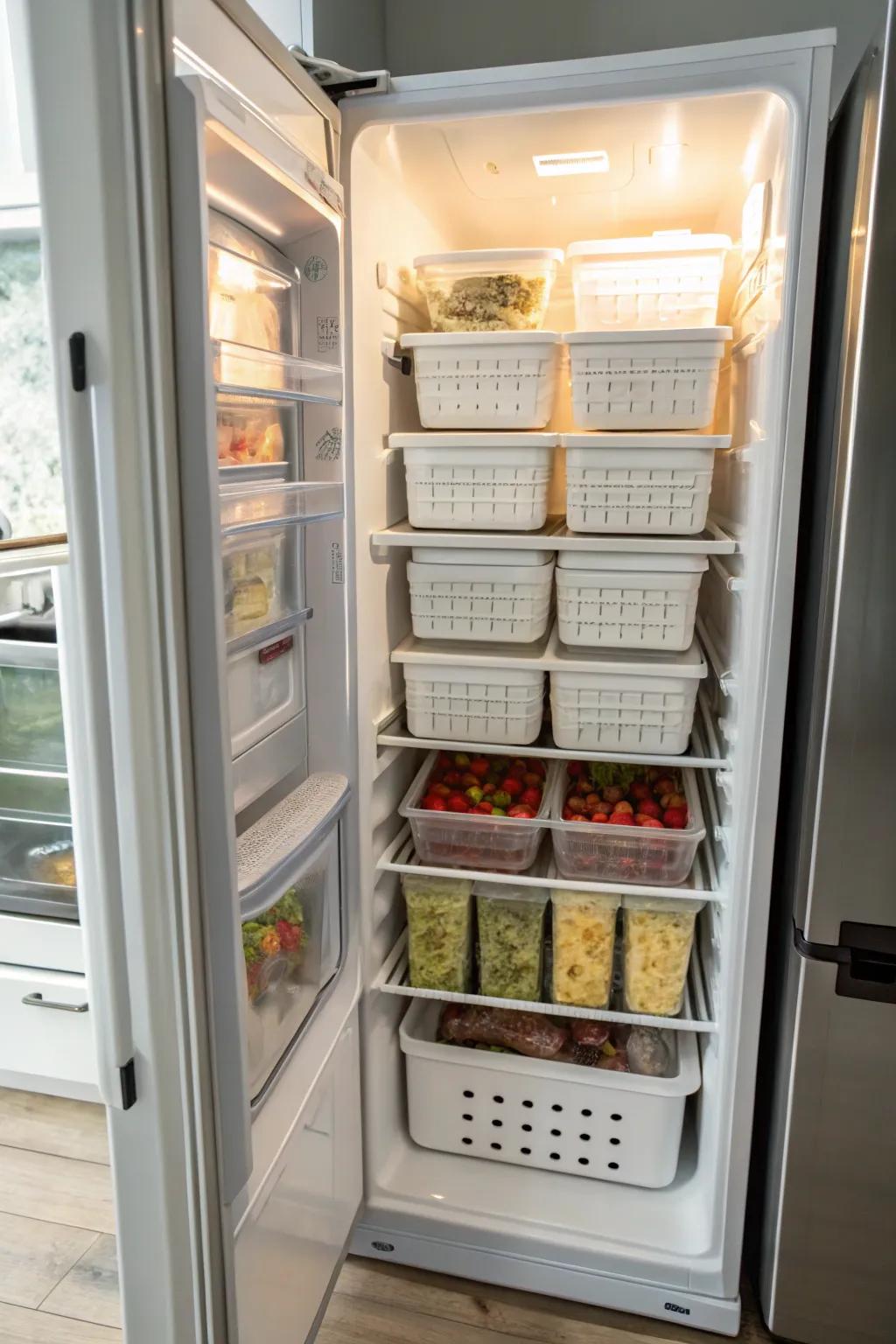 Stackable bins are a stable, organized solution.