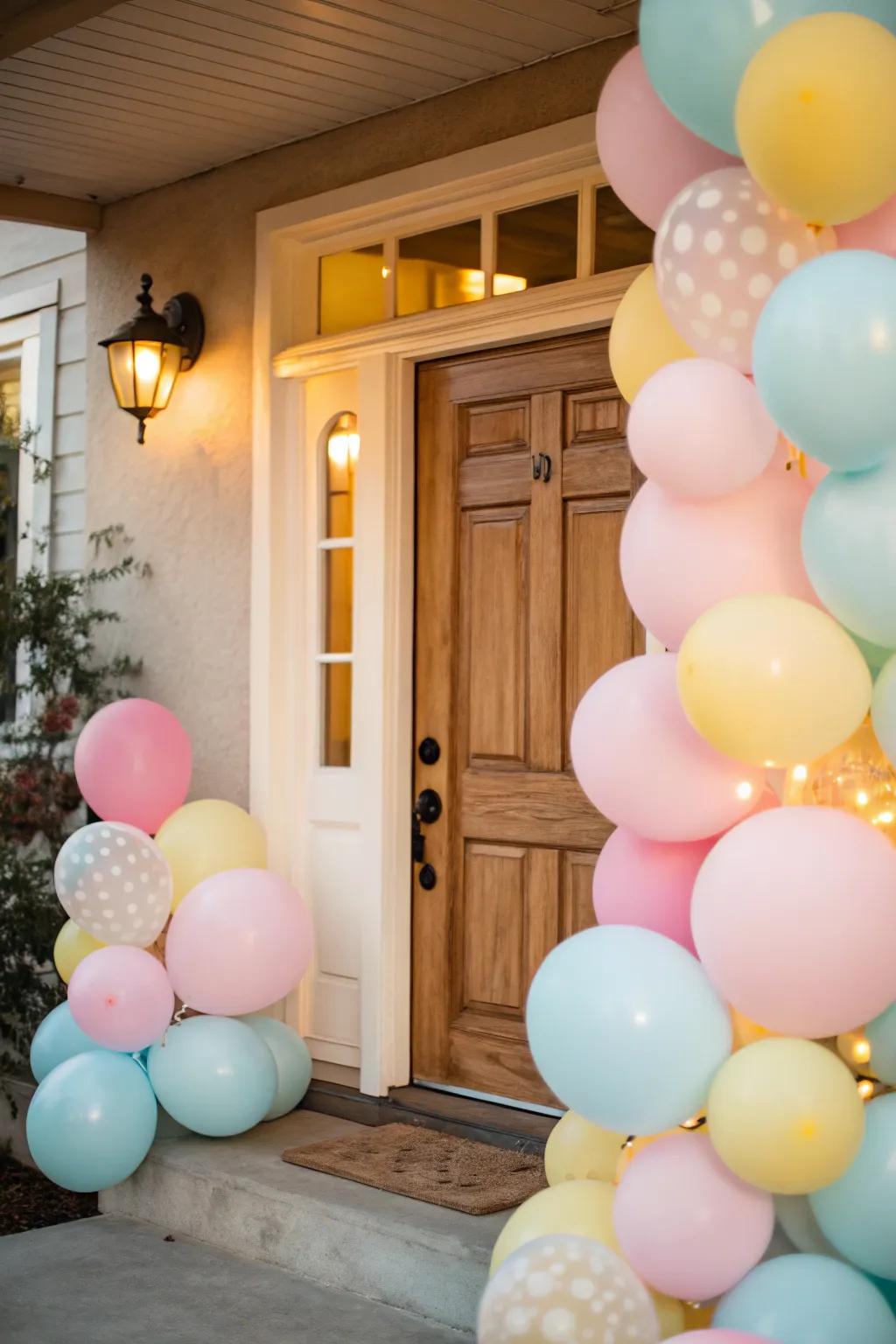 Inflated orb configurations introduce a jubilant, cheerful highlight to your wedding gateway.