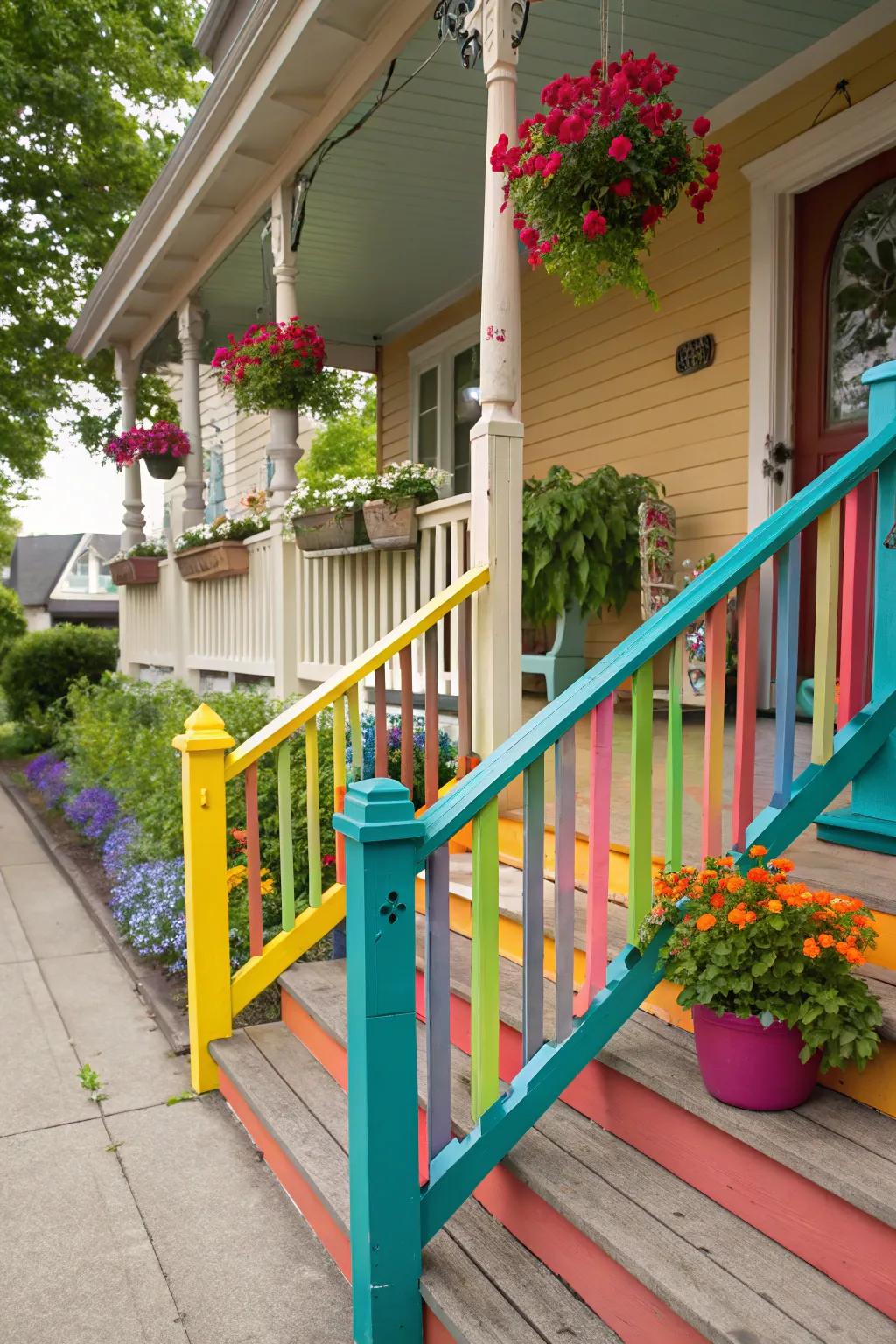 Lively DIY painted railings for personal expression