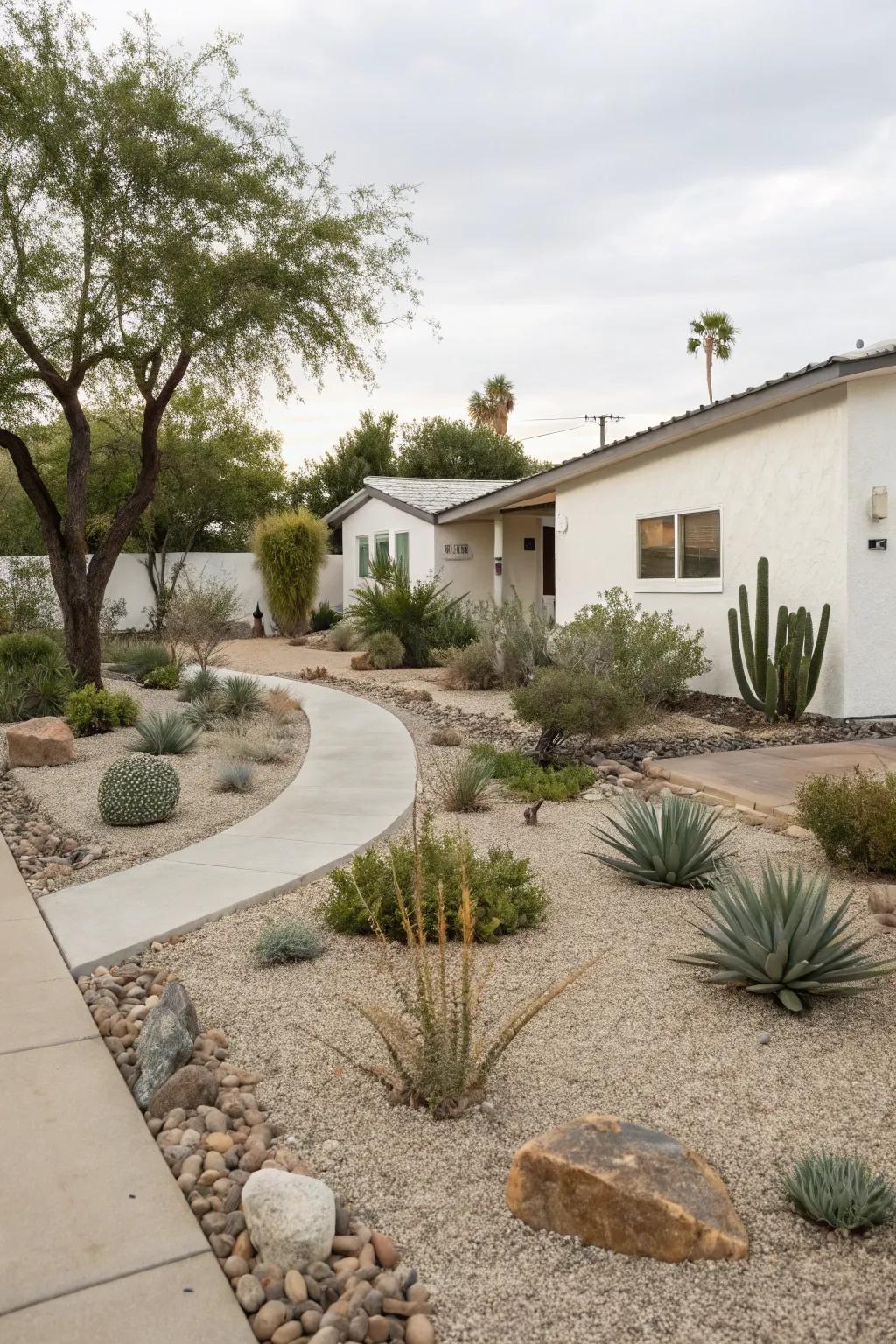 Minimalist xeriscaping puts emphasis on simplicity and peace.