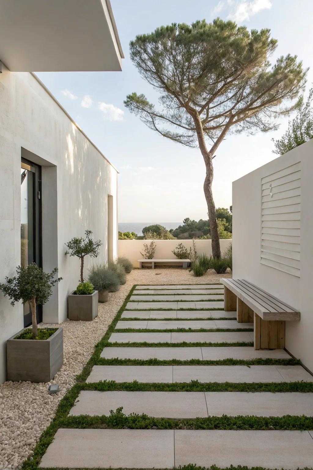A tranquil outdoor escape, defined by its minimalist composition.