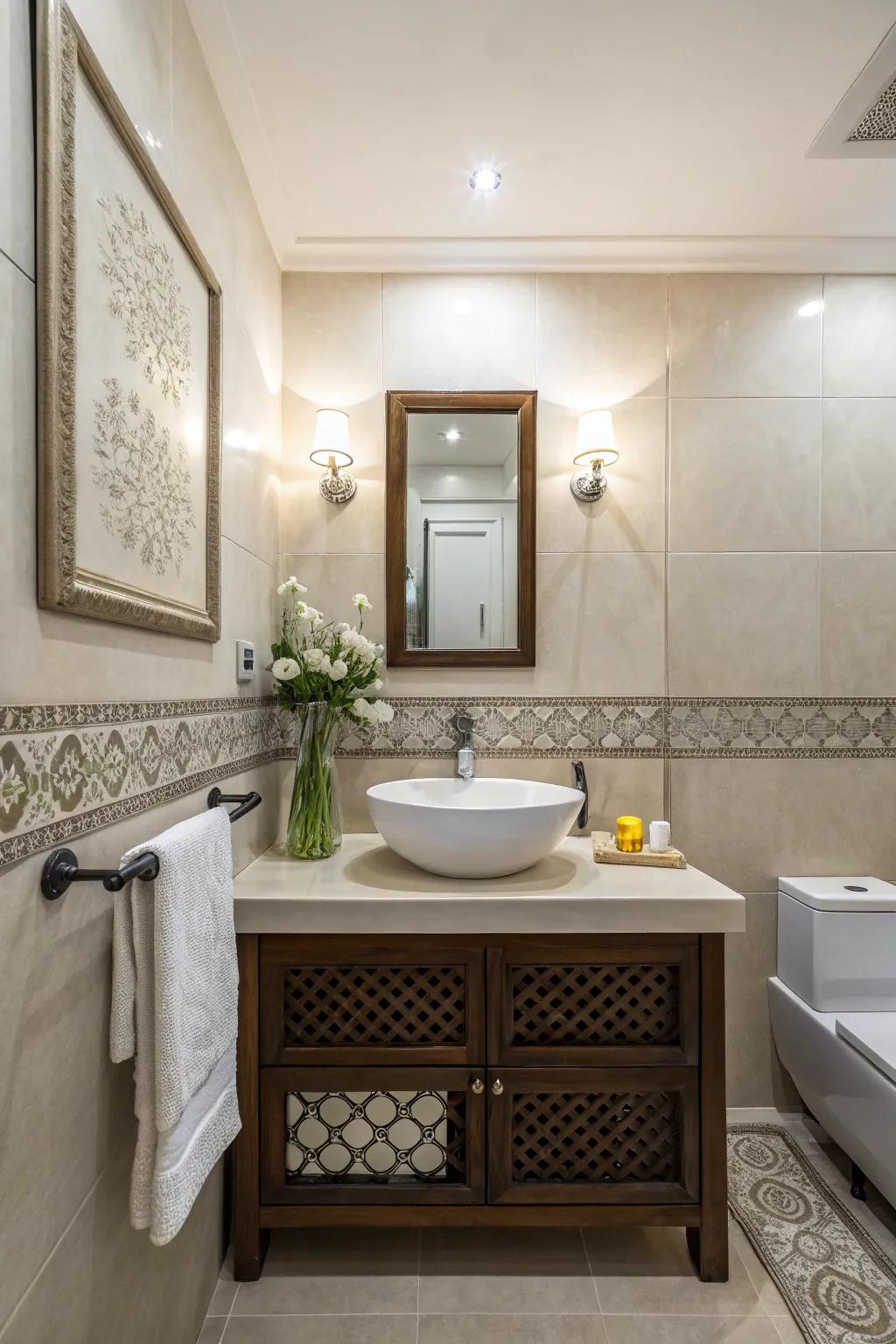 A well-appointed bathroom showcasing a stylish sink with minimalist decor.