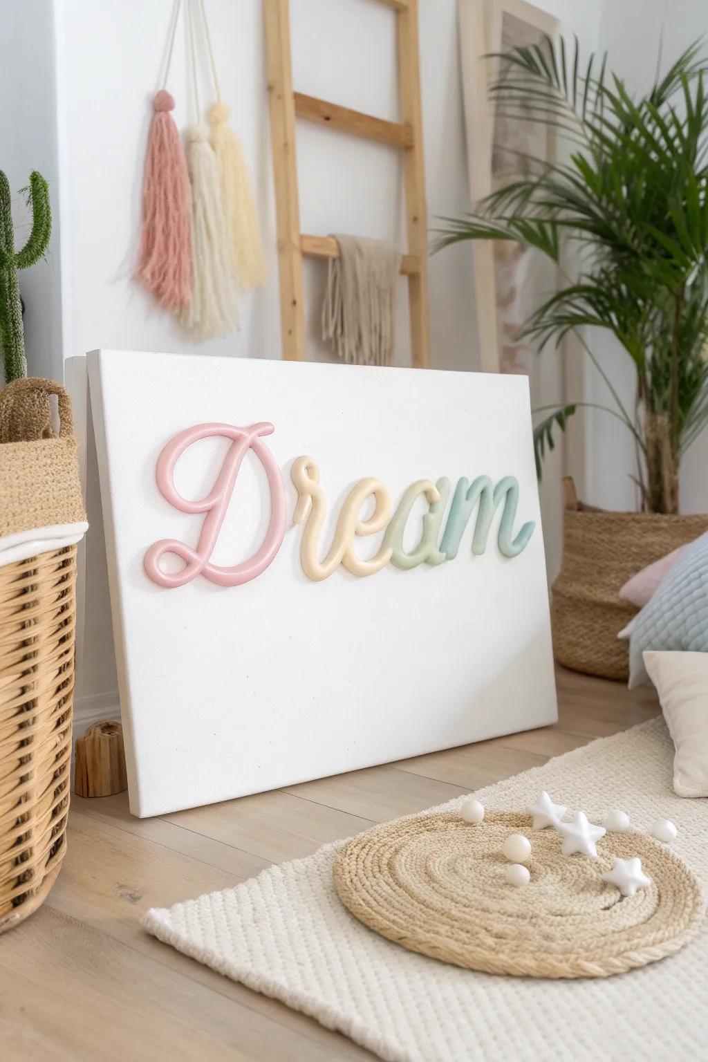 Elevate your area with bespoke word art that speaks to the heart. #CraftedWithAffection #MinimalistBoho