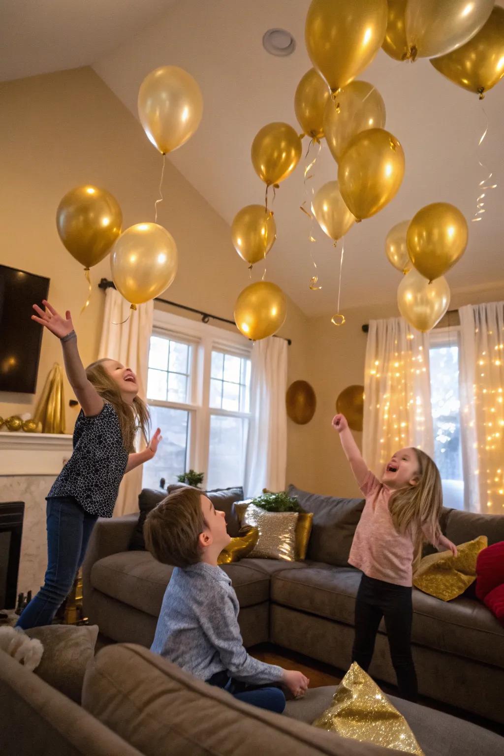 Kick off the festivities with a cheerful balloon drop.